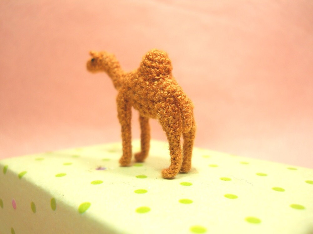 1 Inch Dromedary Camel Amigurumi - Micro Miniature Crochet Stuffed Animals - Made To Order