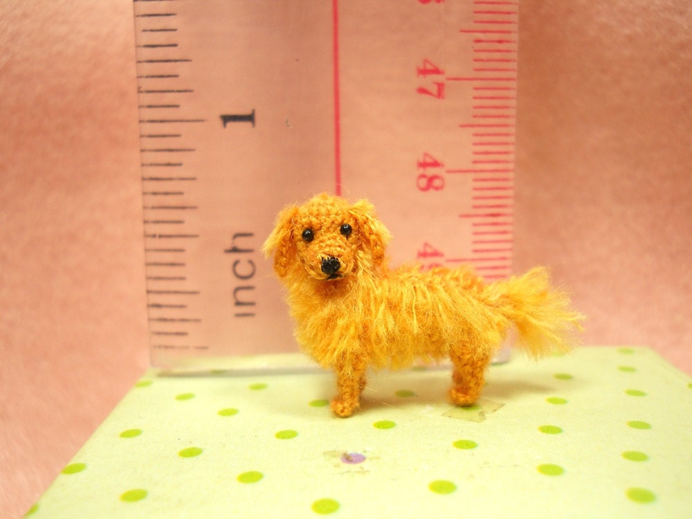Miniature Golden Retriever - Tiny Amigurumi Crocheted Dog Stuffed Animal - Made To Order