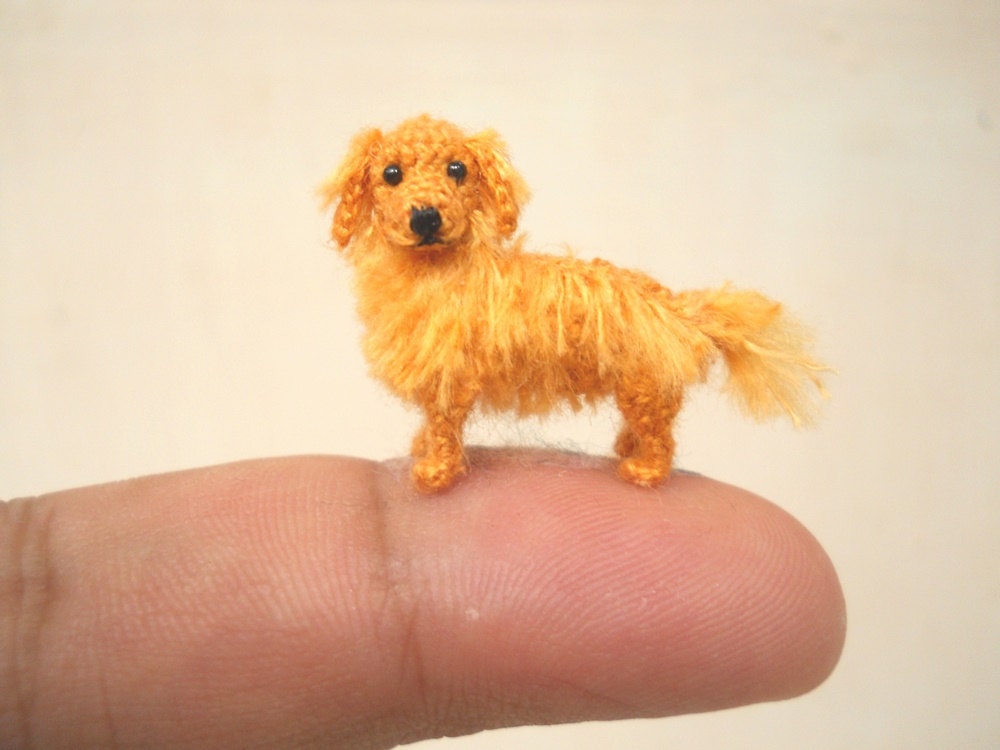 Miniature Golden Retriever - Tiny Amigurumi Crocheted Dog Stuffed Animal - Made To Order