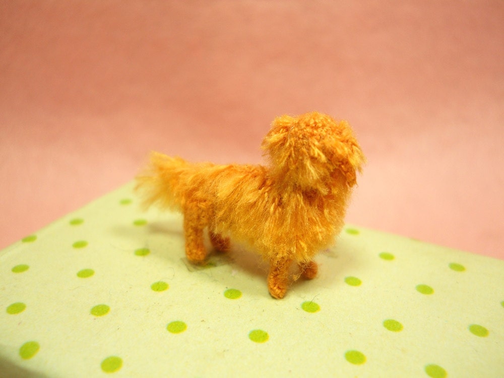 Miniature Golden Retriever - Tiny Amigurumi Crocheted Dog Stuffed Animal - Made To Order