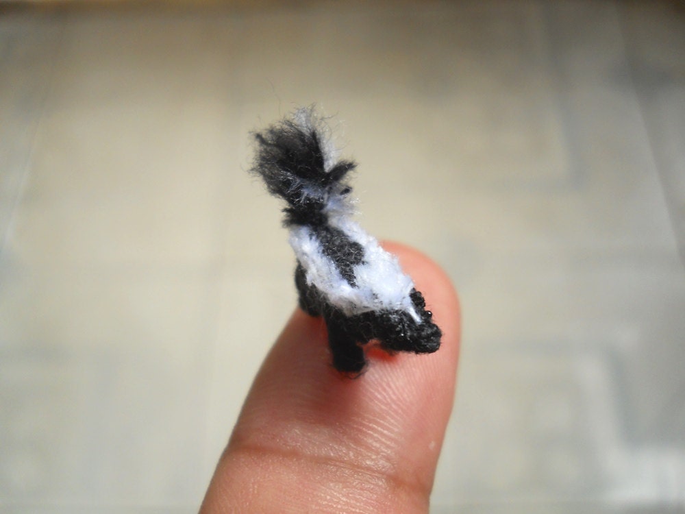 Miniature Skunk - Micro Mini Polecat Amigurumi Crochet Art Tiny Doll Animal - Made To Order