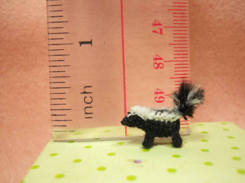 Miniature Skunk - Micro Mini Polecat Amigurumi Crochet Art Tiny Doll Animal - Made To Order