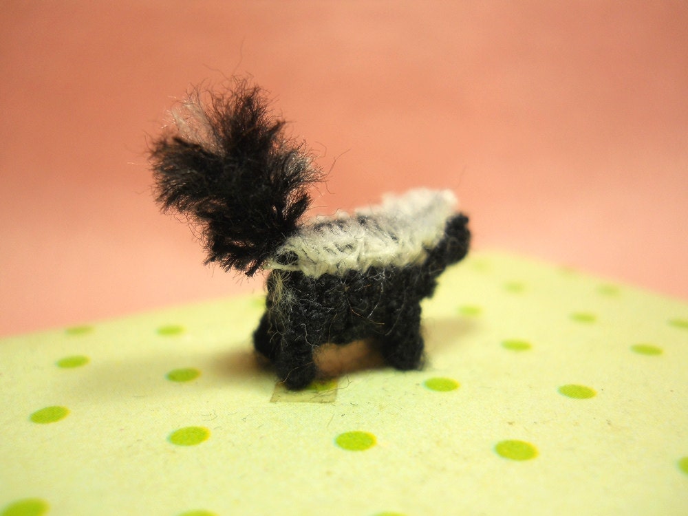 Miniature Skunk - Micro Mini Polecat Amigurumi Crochet Art Tiny Doll Animal - Made To Order