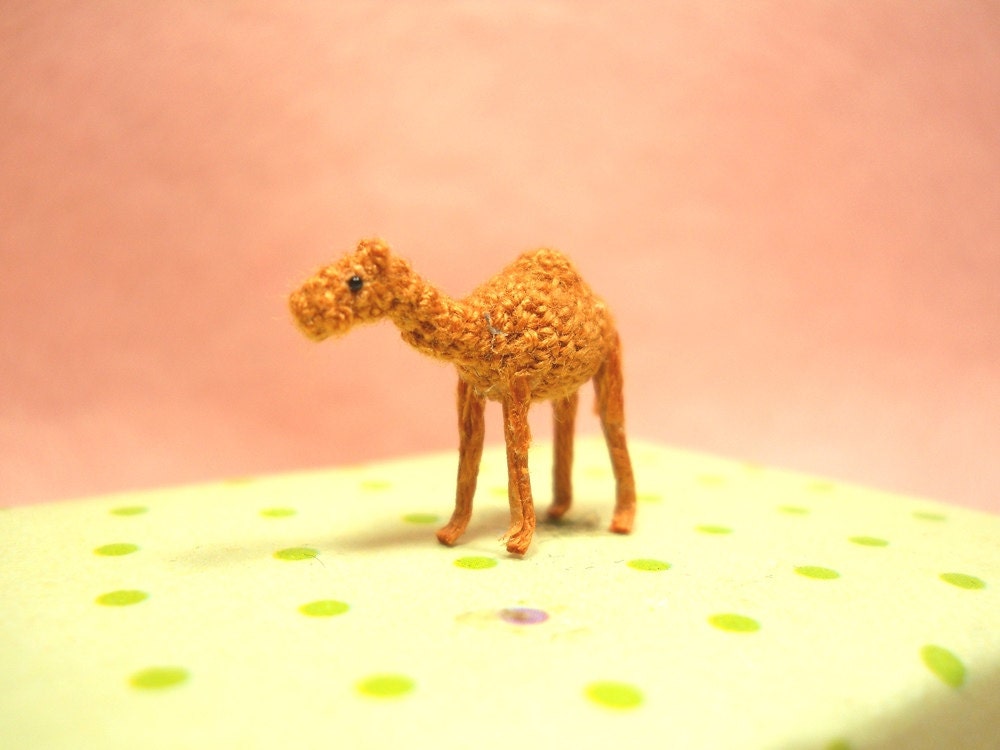 Micro Mini Camel Amigurumi - 1/2 Inch Miniature Crochet Stuffed Animals - Made To Order