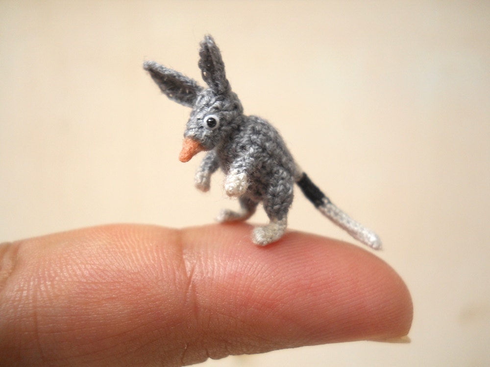 Micro Mini Bilby Amigurumi - Miniature Crochet Mouse Stuffed Animals - Made To Order