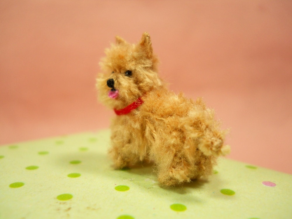 Fawn Cairn Terrier Puppy - Tiny Crochet Miniature Dog Stuffed Animals - Made To Order