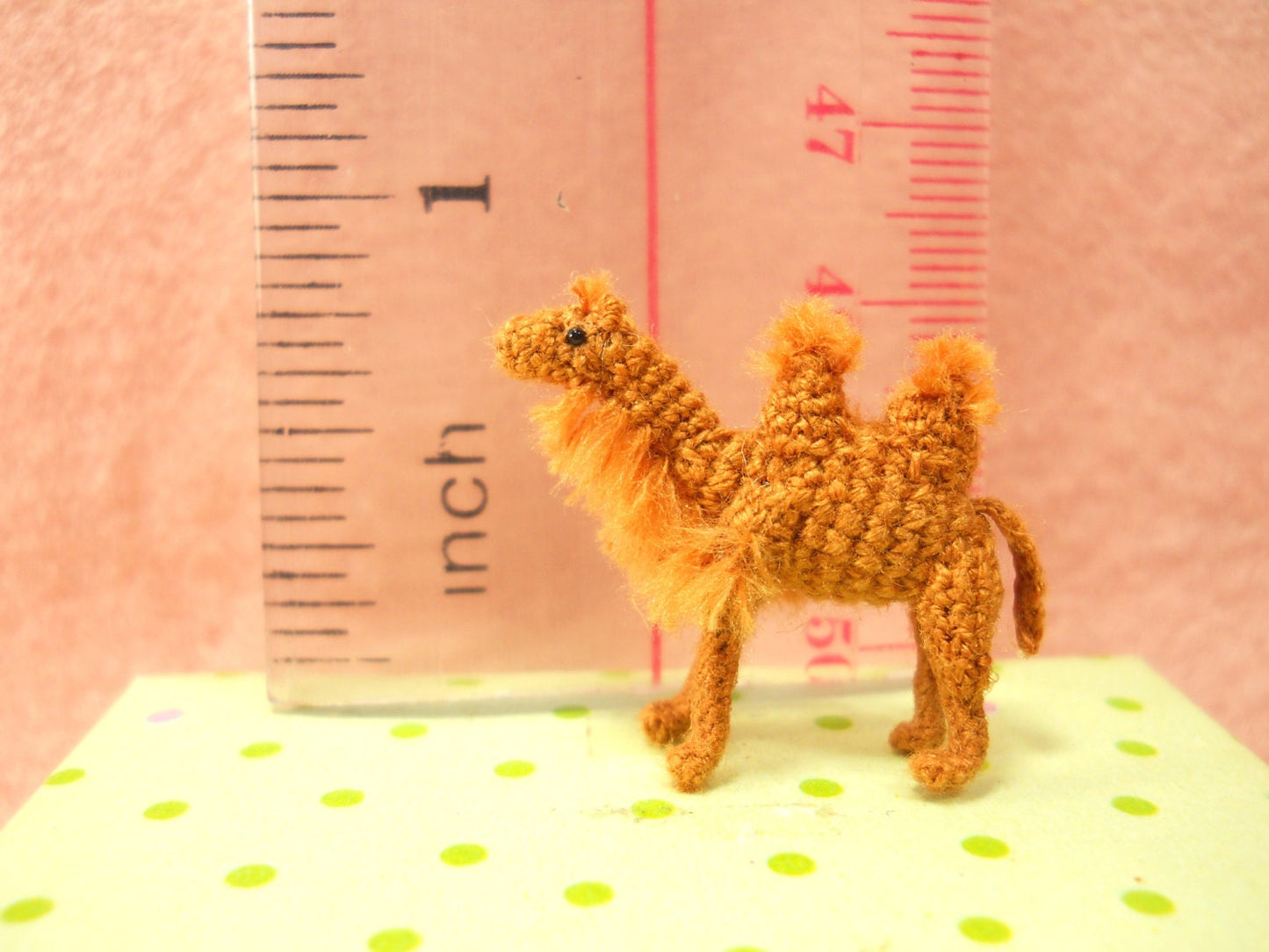 1 Inch Bactrian Camel Amigurumi - Micro Miniature Crochet Stuffed Animals - Made To Order