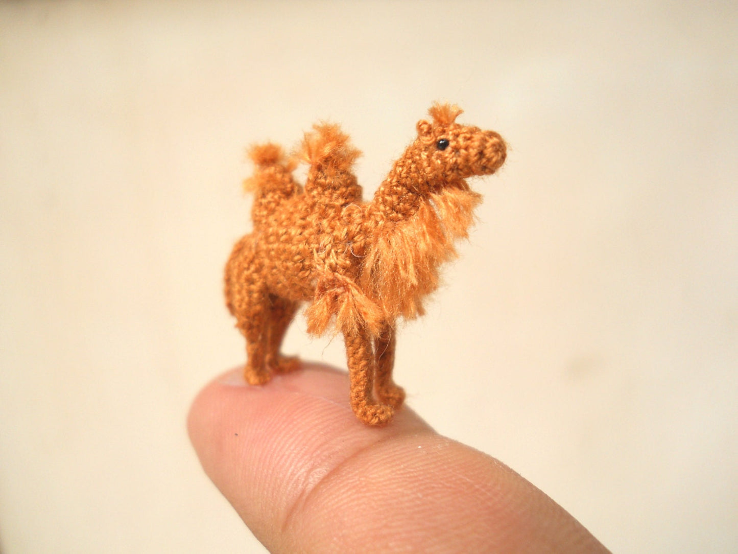 1 Inch Bactrian Camel Amigurumi - Micro Miniature Crochet Stuffed Animals - Made To Order