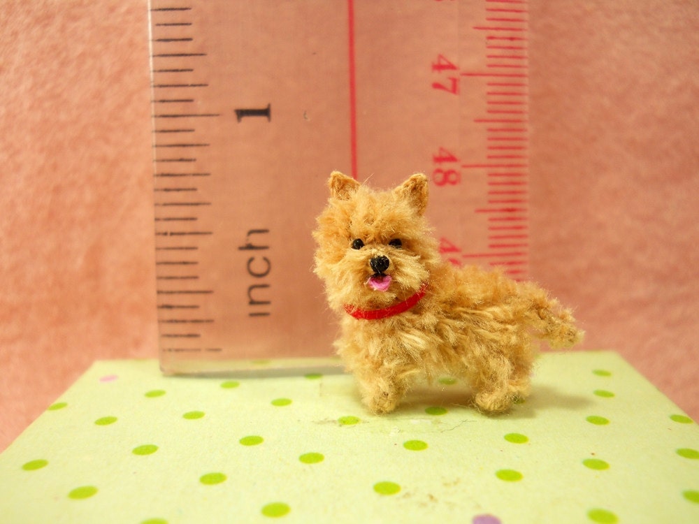 Fawn Cairn Terrier Puppy - Tiny Crochet Miniature Dog Stuffed Animals - Made To Order