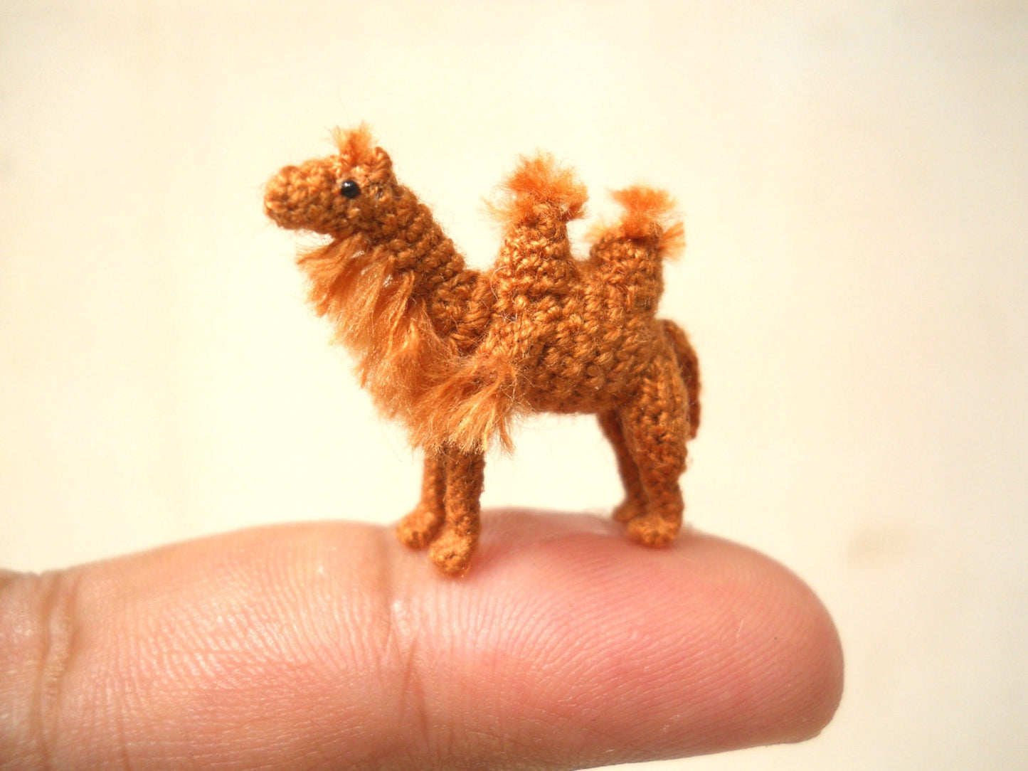 1 Inch Bactrian Camel Amigurumi - Micro Miniature Crochet Stuffed Animals - Made To Order