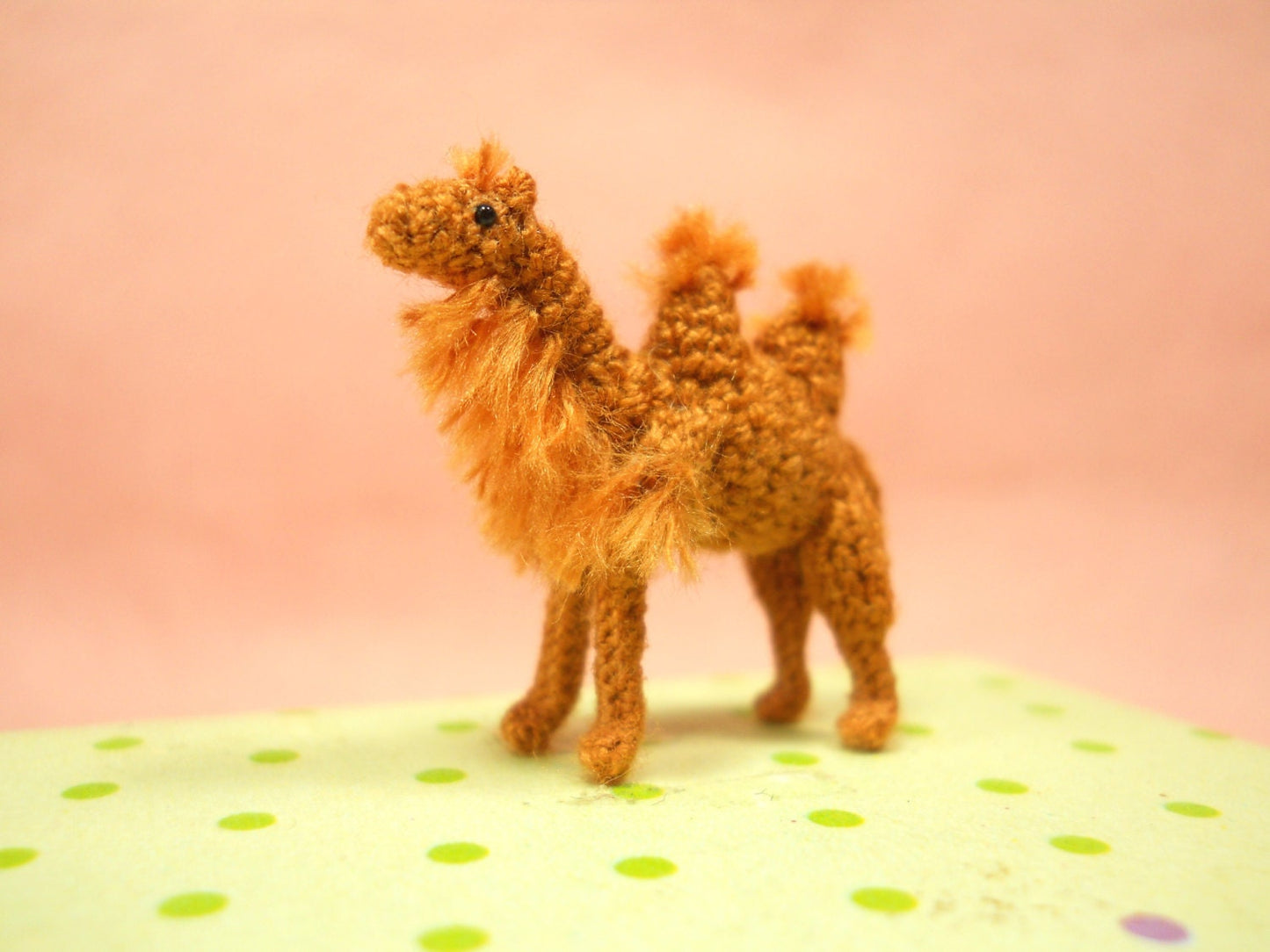1 Inch Bactrian Camel Amigurumi - Micro Miniature Crochet Stuffed Animals - Made To Order