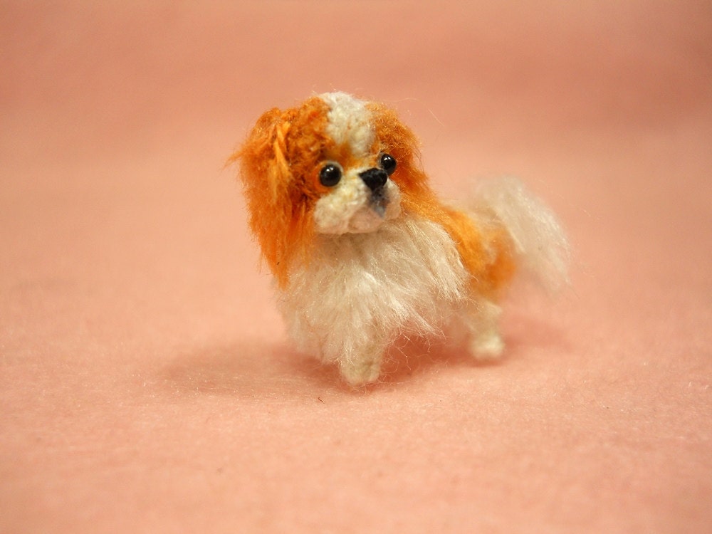 Miniature Japanese Chin - Tiny Crochet Tiny Dog Stuffed Animals - Made To Order