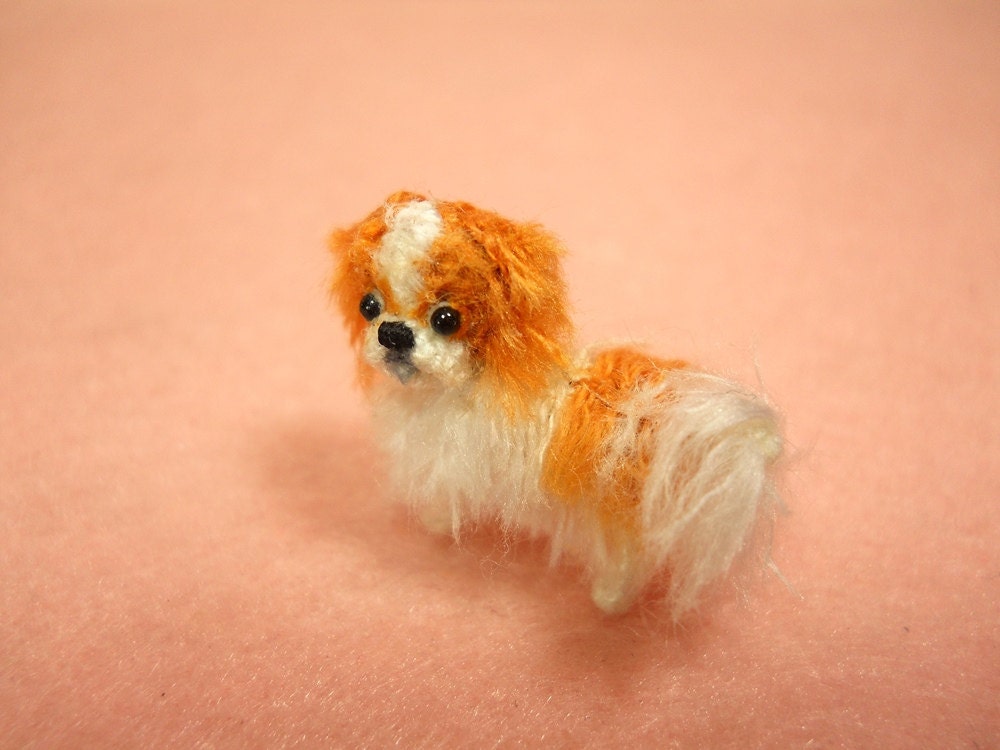 Miniature Japanese Chin - Tiny Crochet Tiny Dog Stuffed Animals - Made To Order