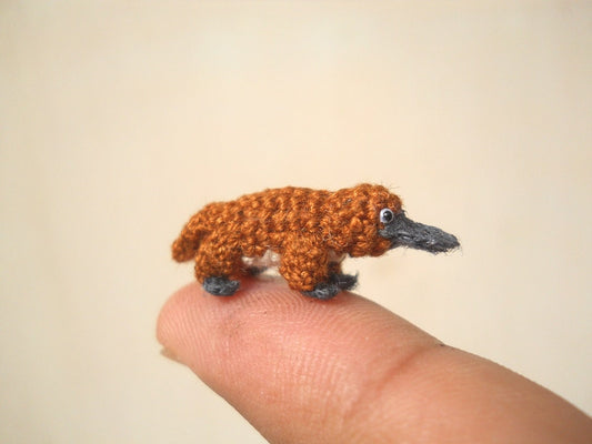 Miniature Brown Platypus - Micro Crochet Amigurumi Stuffed Animal - Made To Order