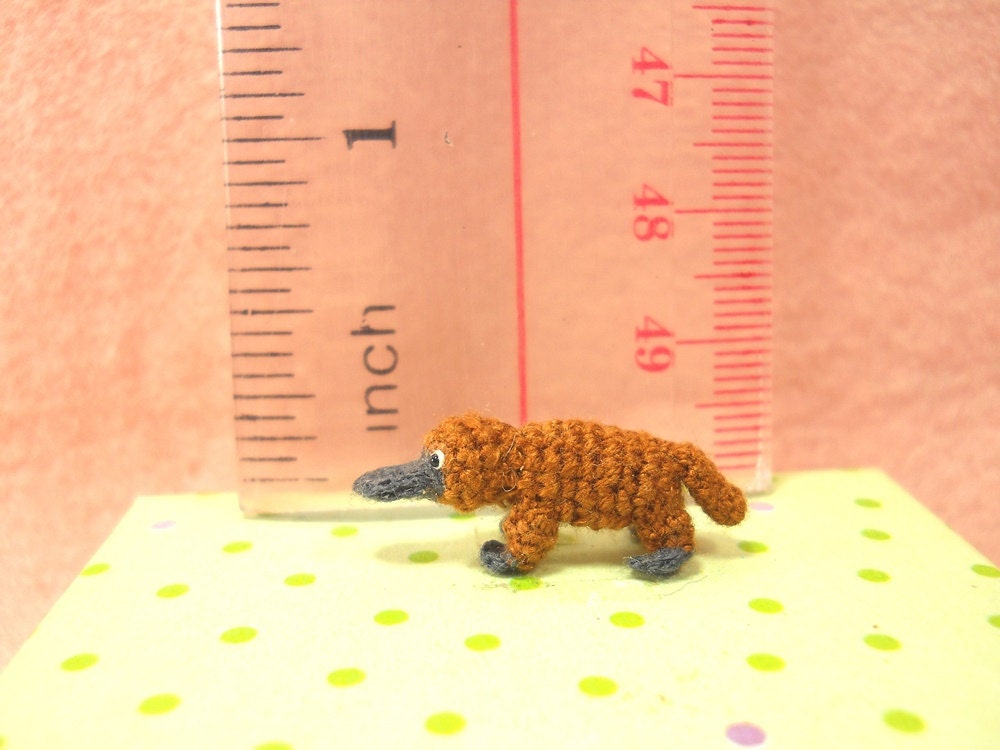 Miniature Brown Platypus - Micro Crochet Amigurumi Stuffed Animal - Made To Order