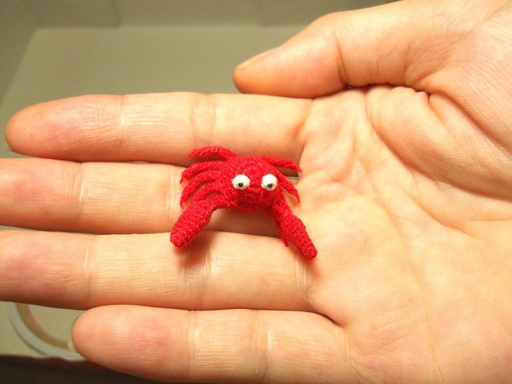 Miniature Red Crab - Tiny Crochet Amigurumi Stuffed Animal - Made To Order