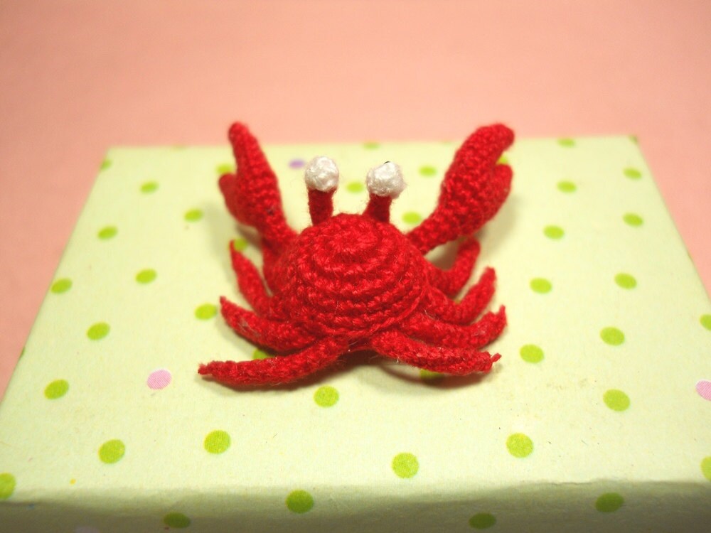 Miniature Red Crab - Tiny Crochet Amigurumi Stuffed Animal - Made To Order