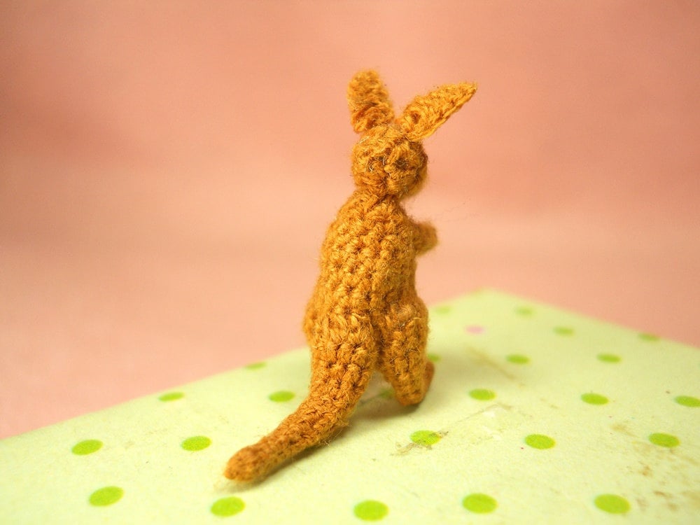 Micro Mini Kangaroo - Miniature Crochet Amigurumi Animal - Made To Order