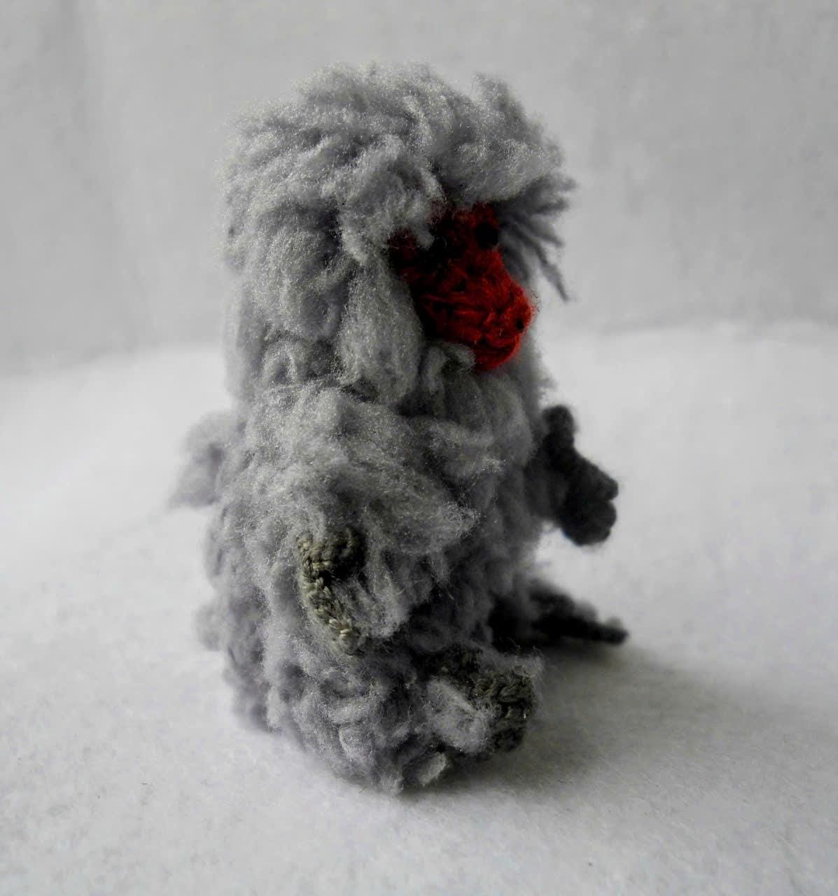 Crochet Snow Monkey, Japanese macaque, fur stuffed animal, mini fur monkey - Made to order