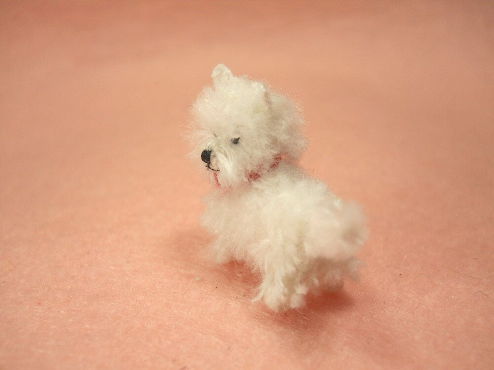 Miniature Westie Dog - West Highland White Terrier dog with Red collar - Made To Order