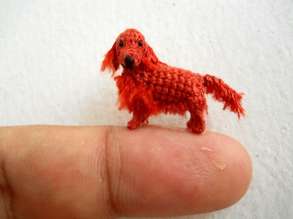 Miniature Red Setter - Tiny Amigurumi Crochet Dog Stuffed Animal - Made To Order