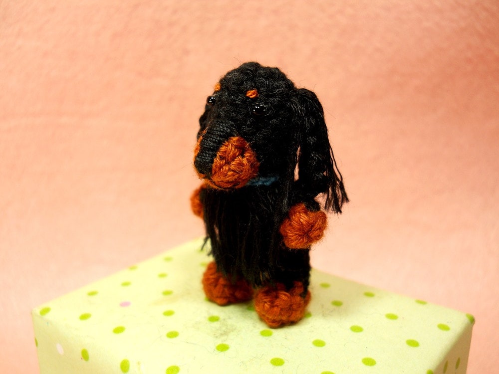 Black Brown Setter - Crochet Miniature Gundog Stuffed Animals - Made To Order