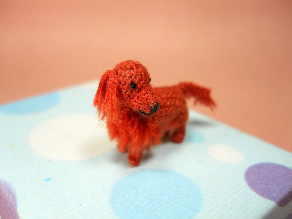 Miniature Red Setter - Tiny Amigurumi Crochet Dog Stuffed Animal - Made To Order