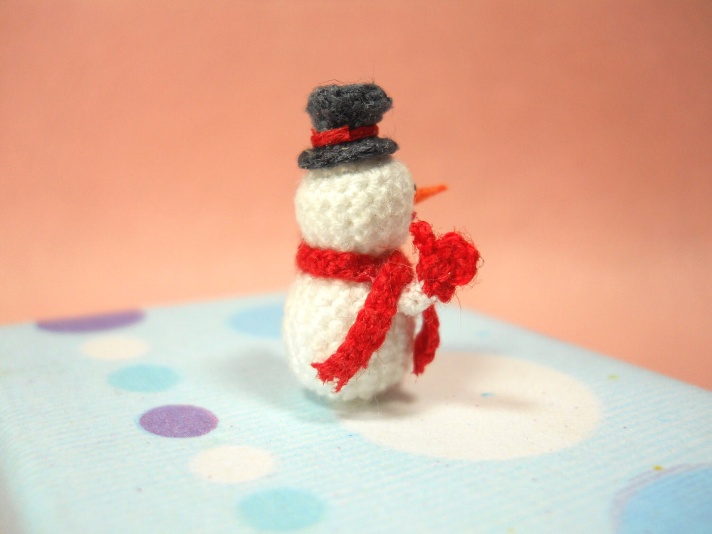 Micro Amigurumi Snowman - Miniature Crochet Tiny doll - Made To Order