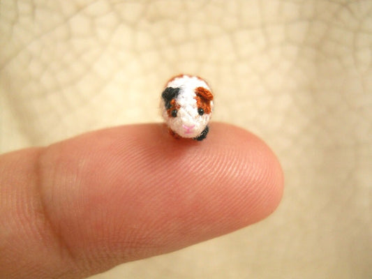 Micro Guinea Pig Amigurumi - Tiny Crochet Dollhouse Miniature Animal - Made To Order