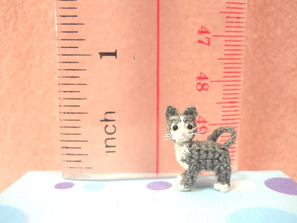 Miniature Tuxedo Cat Kitten - Micro Amigurumi Kitty Cat Stuffed Animal - Made to Order