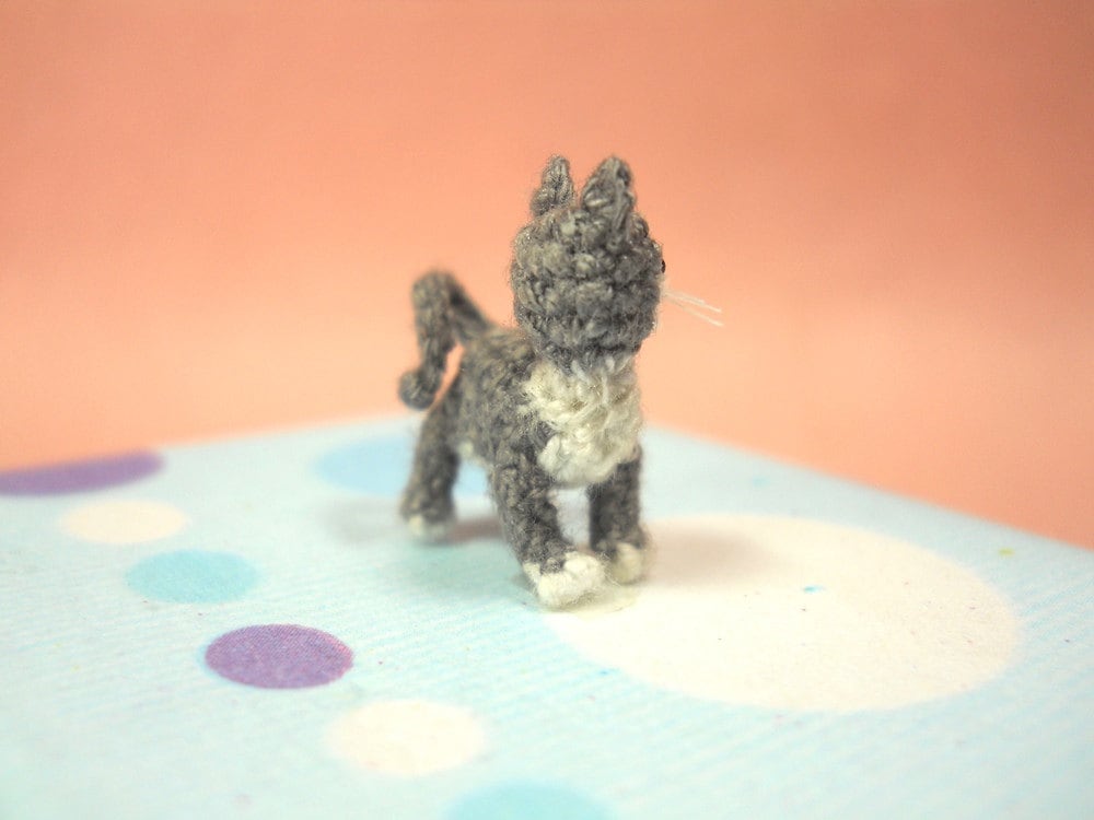 Miniature Tuxedo Cat Kitten - Micro Amigurumi Kitty Cat Stuffed Animal - Made to Order