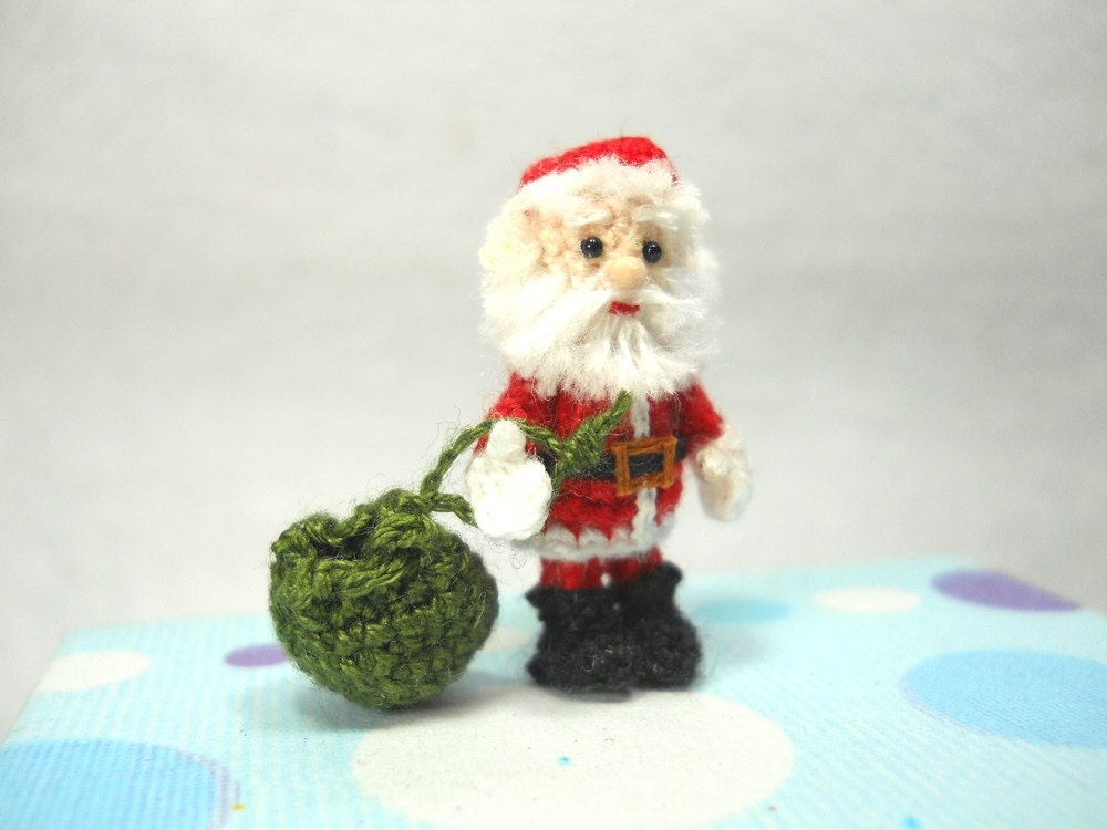 Miniature Santa Claus - Micro Amigurumi Crochet Tiny Doll - Made To Order