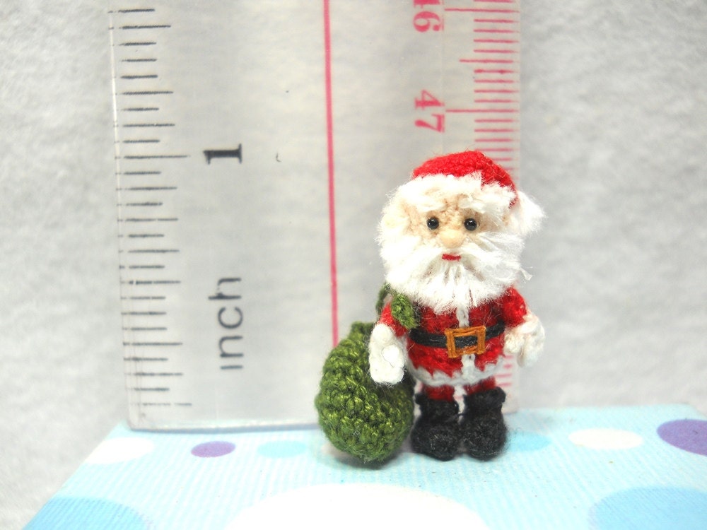 Miniature Santa Claus - Micro Amigurumi Crochet Tiny Doll - Made To Order