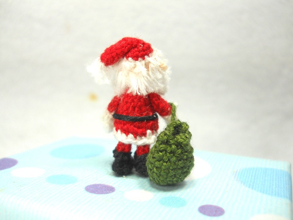 Miniature Santa Claus - Micro Amigurumi Crochet Tiny Doll - Made To Order