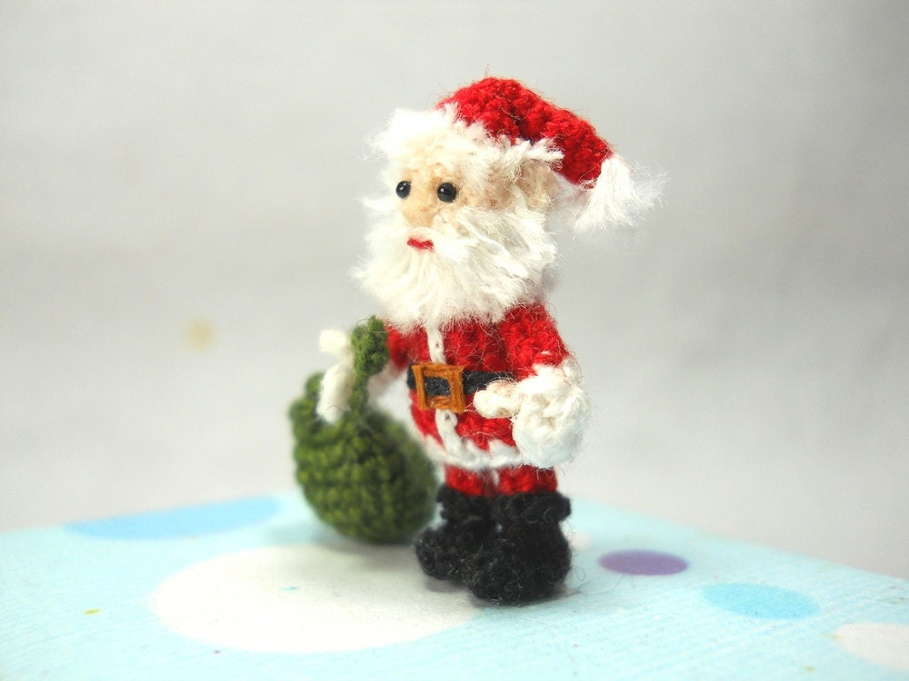 Miniature Santa Claus - Micro Amigurumi Crochet Tiny Doll - Made To Order