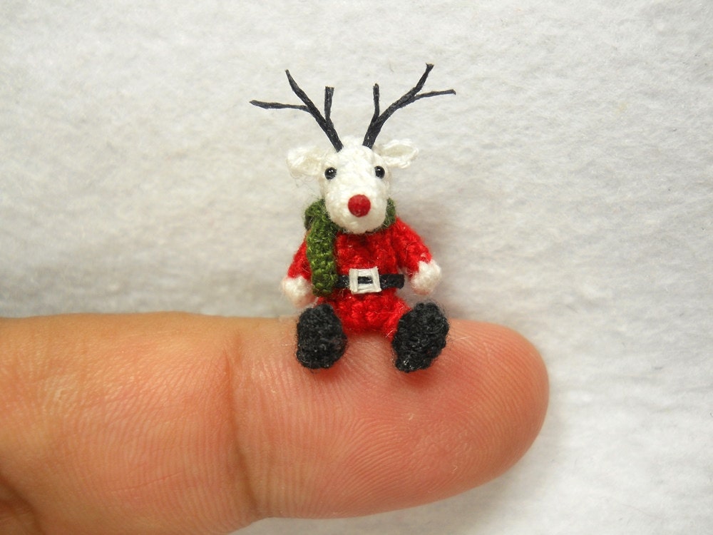 Miniature Reindeer - Tiny Amigurumi Crochet Mini Doll Stuffed Animal - Made To Order