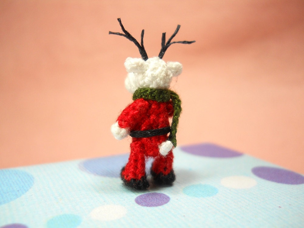 Miniature Reindeer - Tiny Amigurumi Crochet Mini Doll Stuffed Animal - Made To Order