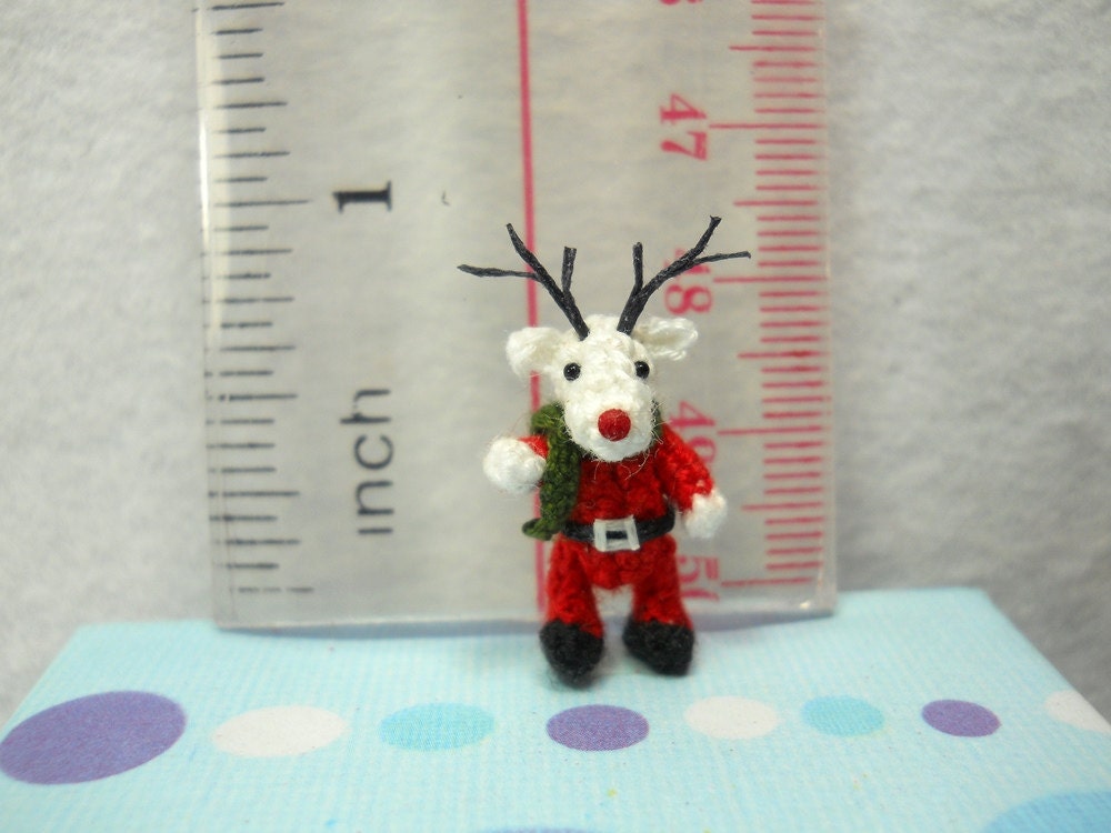 Miniature Reindeer - Tiny Amigurumi Crochet Mini Doll Stuffed Animal - Made To Order