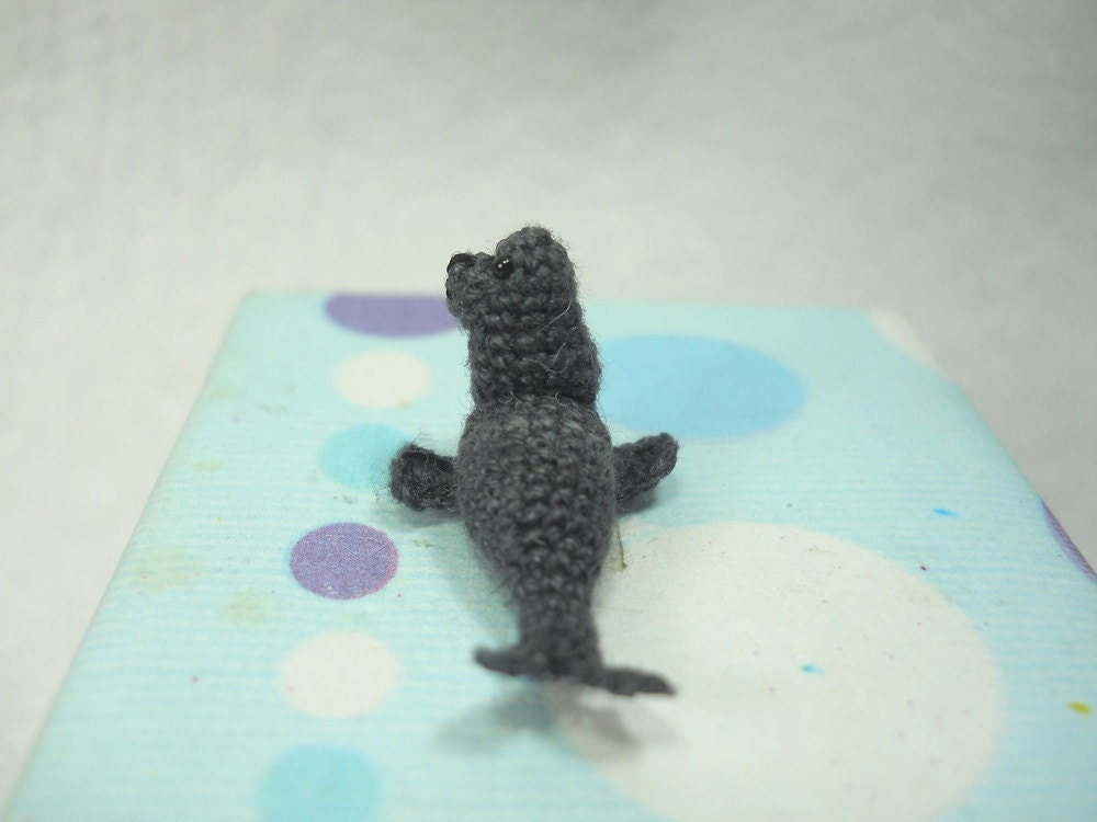 Mini Grey Seal - Miniature Crochet Pinniped Stuffed Animal - Made to Order