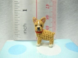 Mini Fawn French Bulldog - Micro amigurumi Tiny Crocheted Dog - Made To Order