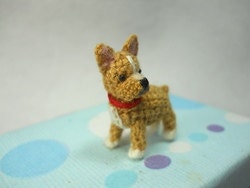 Mini Fawn French Bulldog - Micro amigurumi Tiny Crocheted Dog - Made To Order