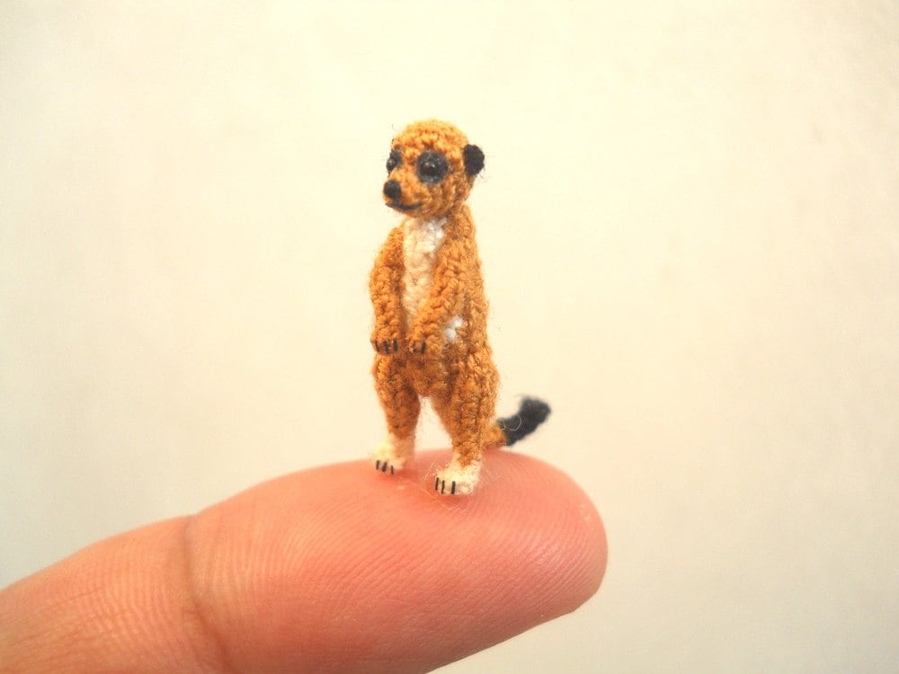 Micro Mini Meerkat - Miniature Crochet Amigurumi Animal - Made To Order