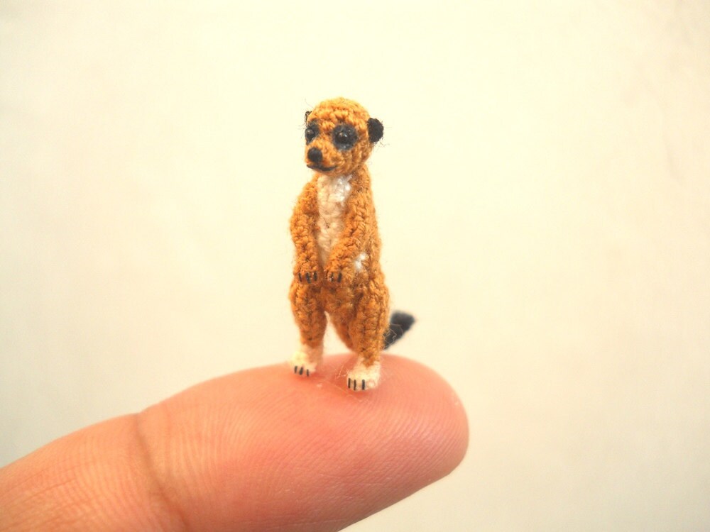 Micro Mini Meerkat - Miniature Crochet Amigurumi Animal - Made To Order
