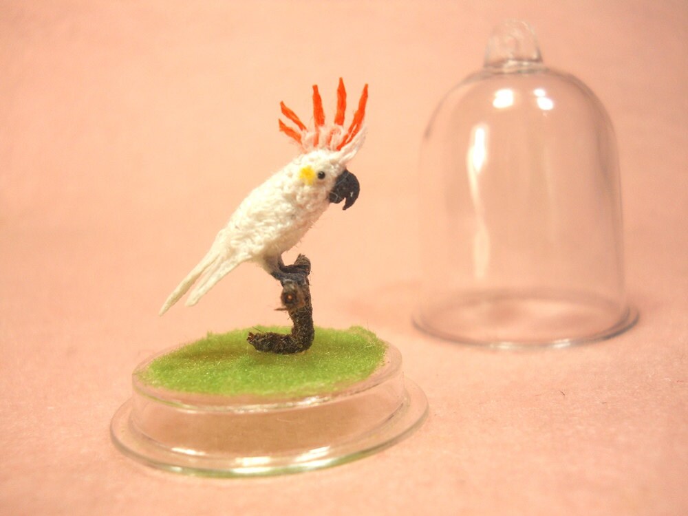 Citron-crested Cockatoo - Micro Amigurumi Miniature Crochet Bird Stuffed Animal - Made To Order