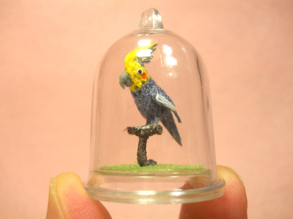 Cockatiel - Micro Amigurumi Miniature Crochet Bird Stuffed Animal - Made To Order