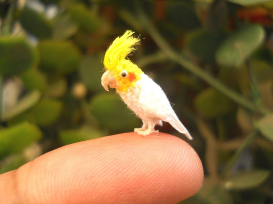 Cockatiel Cockatoo - Micro Amigurumi Miniature Crochet Bird Stuffed Animal - Made To Order