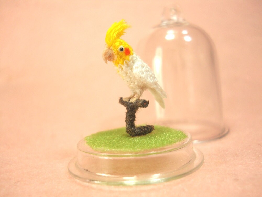 Cockatiel Cockatoo - Micro Amigurumi Miniature Crochet Bird Stuffed Animal - Made To Order