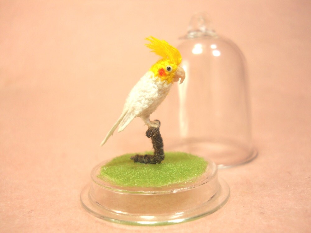Cockatiel Cockatoo - Micro Amigurumi Miniature Crochet Bird Stuffed Animal - Made To Order