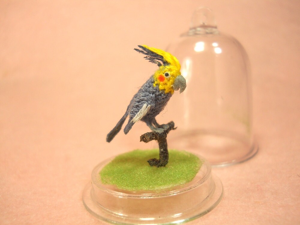 Cockatiel - Micro Amigurumi Miniature Crochet Bird Stuffed Animal - Made To Order