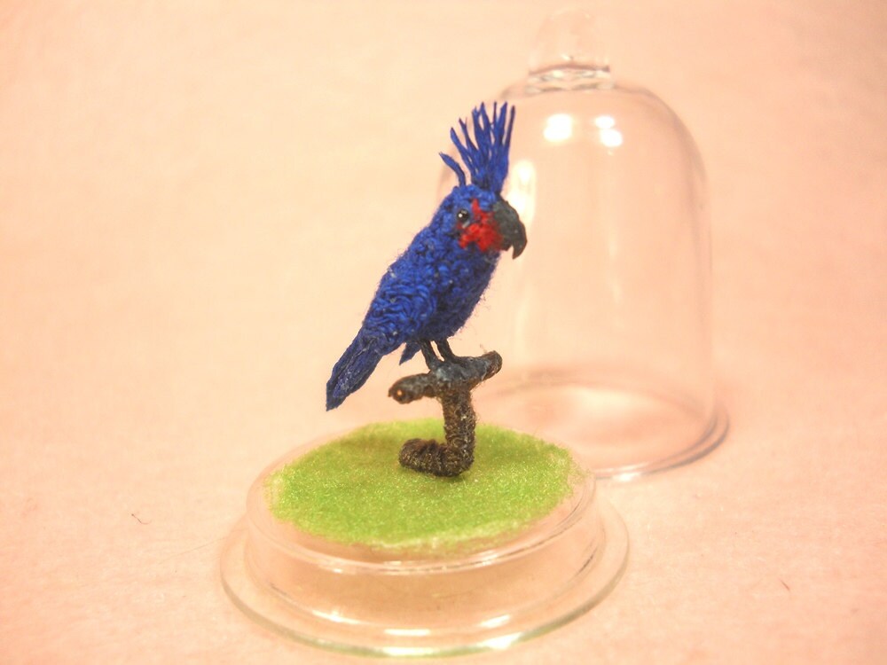 Palm Cockatoo - Micro Amigurumi Miniature Crochet Bird Stuffed Animal - Made To Order
